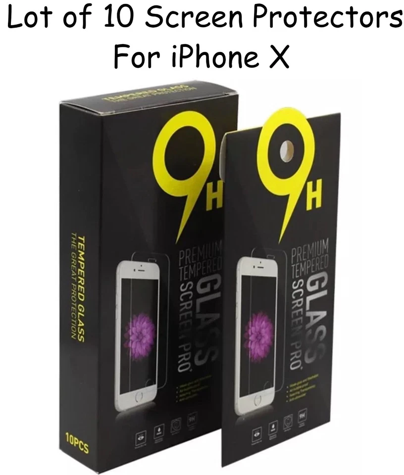 Wholesale Lot of 10 Pieces Premium 9H Tempered Glass For iPhone X 10 BEST VALUE! - Image 1 of 4