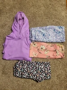 Lot Of 4 Athletic Works Leggings And Pullover Hoodie Girls Size 6-6x Used - Picture 1 of 14