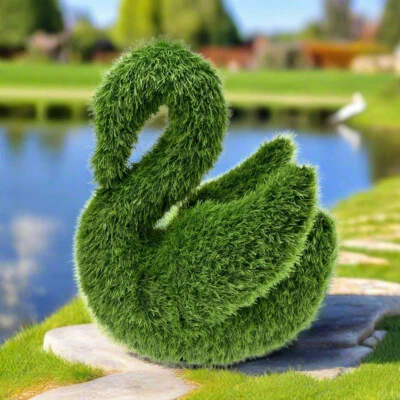 Artificial Grass Topiary Baby Swan In/Outdoor Garden Lawn Event Wedding Décor - Image 1 of 4