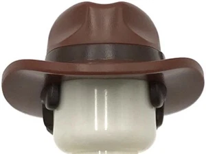 Lego New Reddish Brown Minifigure Hair Combo Hat w/ Hair Fedora Outback Part - Picture 1 of 1