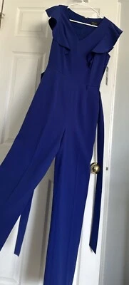 Mono mameluco TAHARI ARTHUR S LEVINE azul manga acampanada talla 4 ¡NUEVO CON ETIQUETAS! Foto 1 de 4