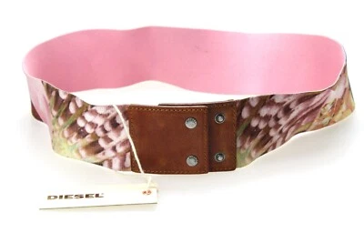Diesel Bistral Gürtel Damen 80 CM Leder Einzelheiten Stretch Muster - Bild 1 von 4