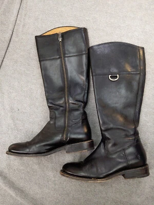 Bota de montar Frye Jayden Melissa para mujer 7 B negra cremallera alta anillo D cuero Foto 1 de 4