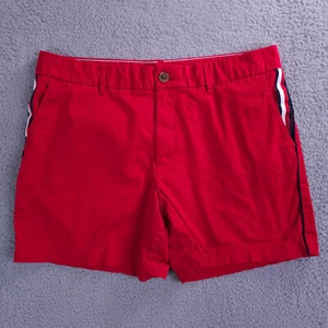 Tommy Hilfiger Shorts Womens 14 Red 5" Classic Stretch Chino Stripe Pocket Flag - Picture 1 of 12
