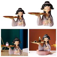Girl Figure Statue with Storage Tray Cookie Candy Dish Sculpture