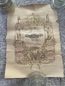Vtg Victorian Antique 1898 Birth & Baptism Certificate Gold Guilded Lancaster Ny - Picture 1 of 11