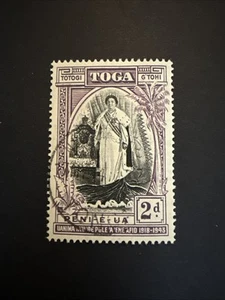 1938 Tonga 20th Anniversary Queen Salote Accession 2d Black & Purple Used - Picture 1 of 2
