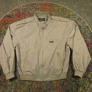 Members Only Bomber Jacket Mens L Beige Lightweight Lined Iconic Racer Coat - Picture 1 of 9