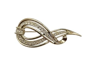 Spilla a nastro Marboux, spilla con strass trasparenti, firmata 1028 - Foto 1 di 9