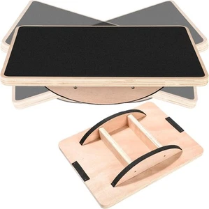 Balance Board Wobble Boards for Adults Anti-Slip Wooden Black - Picture 1 of 6