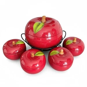 Nuevo juego de puré Temptations presentable Big Apple 3QT con estante para cables + 4 cuencos con tapa - Imagen 1 de 20