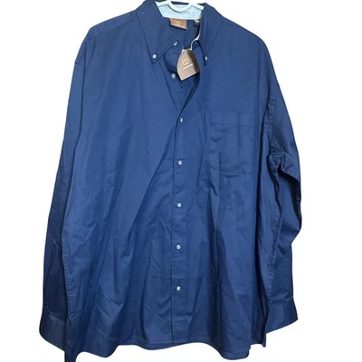 NWT Harriton Men's 2XL Button-Down Shirt Navy Blue Cotton Blend Long Sleeve - Image 1 of 4