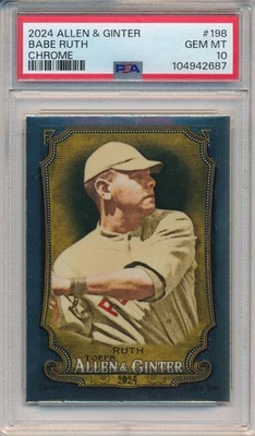 2024 TOPPS ALLEN & GINTER BABE RUTH CHROME #198 PSA 10 GEM MINT YANKEES HOF - Image 1 of 2