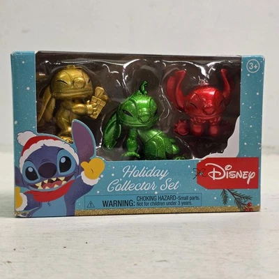 Disney Lilo And Stitch Holiday Collectors 3 Piece Christmas Glitter Ornament Set - Image 1 of 4