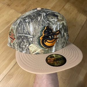 New Era 59FIFTY Baltimore Orioles 50th Realtree Camo Tan Nylon-Brim 7 3/4 Hat - Picture 1 of 14
