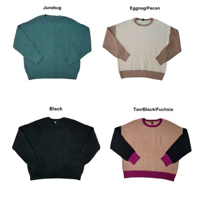 Express Women's Crewneck Easy Care Long Sleeved Relaxed Fit Sweater - Image 1 of 4