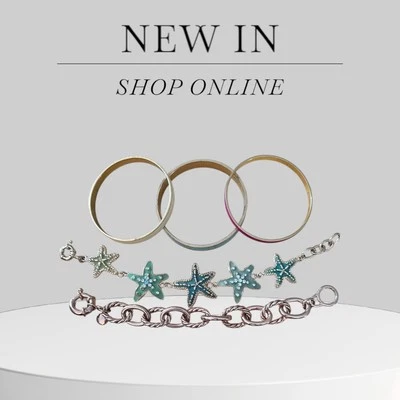 LOTE de 5 pulseiras J Crew link ouro rosa, 3 pulseiras punhos, pulseira estrela do mar - Imagem 1 de 4