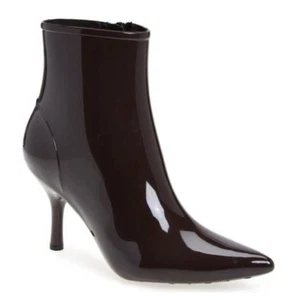 Jeffrey Campbell Puddles Pointed Toe Rain Ankle Boots Wine Shiny Size 6 - Picture 1 of 19