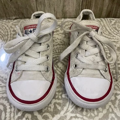 Zapatillas deportivas Converse All Star Chuck Taylor para niños pequeños blancas rojas bajas talla 6 Foto 1 de 4