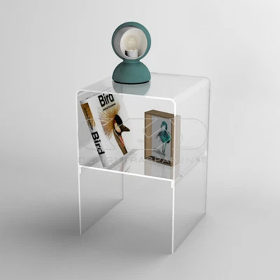 Piccolo comodino 30x30H45 con ripiano in plexiglass trasparente - Immagine 1 di 4
