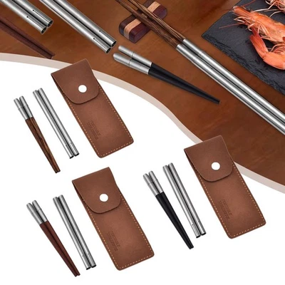 Bacchette da viaggio pieghevoli, posate da viaggio portatili per picnic, - Immagine 1 di 2