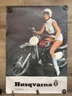 Vintage  Husqvarna Motorcycle poster-printed in Sweden/60