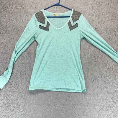 Pullover Bke para mujer manga larga cuello en V elástico azul claro talla L Foto 1 de 4