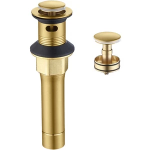 Gold Badezimmer Gefäß Waschbecken Pop Up Abfluss Stopper Waschtisch Waschbecken Abfluss mit Überlauf - Bild 1 von 12