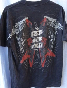 Men's T-shirt Rock and Roll Graphics by Original Grey Star Color Black Size L - Picture 1 of 14