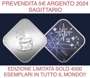 Moneta Quadrangolare Colorata 5€ Serie Zodiaco Sagittario 2024 Argento IPZS
