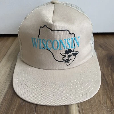 De Colección Wisconsin State Vaca Queso Lácteos Helado Malla Camionero Sombrero Snapback Gorra Etiqueta Foto 1 de 4