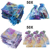 50Pcs/Set Organza Bags Wedding Party Favor Decoration Gift Candy Sheer Pouches