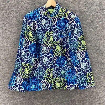 Camisa Vera Bradley Mujer S Pequeña Azul Floral Abotonada Manga Larga Cuello Redondo Foto 1 de 4