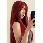 Black Synthetic Wigs with Bangs Fake Hair Heat Resistant Wig  Women