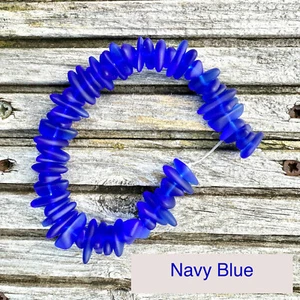 1 Strand Cultured Sea Glass Pebble Beads 6-9mm Drilled - Navy Blue 8" / 20cm - Picture 1 of 7