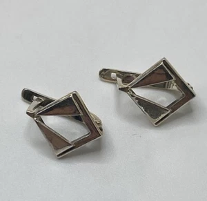STERLING SILVER MODERNIST EARRINGS MADE IN GREECE - Picture 1 of 3