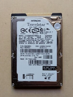 Hitachi Travelstar IC25N020ATMR04-0 20GB 2,5" HDD Festplatte 4200rpm 2MB IDE - Bild 1 von 3