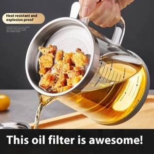 Household Kitchen Lard Jar Oil Leakage Net Pot Glass Oil Filter Artifact - Picture 1 of 7