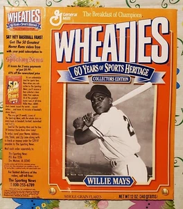 1992 Willie Mays San Francisco Giants Baseball Empty Wheaties Cereal Box - Flat - Picture 1 of 2