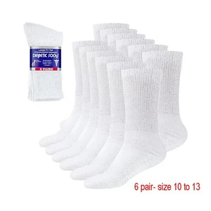 Weitzner Mens White Diabetic Crew Mid Socks Loose Fit Top 6 Pair 10-13 - Picture 1 of 6