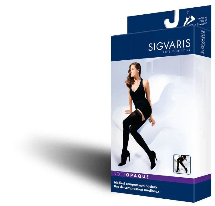 Sigvaris 840 Soft Opaque 20-30 OPEN Toe Thigh High Stockings 842N Compression - Image 1 of 1