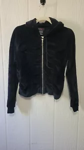 XOXO Y2K Black Velour Zipup Hoodie Size Large - Picture 1 of 4