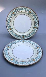 2 Paragon Adam Aqua Scrolls Dinner Plates 10 1/2” - Picture 1 of 11