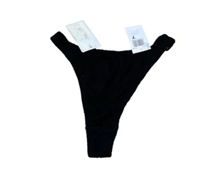 Rene Rofe Women's Cotton Spandex Thong Underwear-Black-Size 7/Large-New with tag - Picture 1 of 3