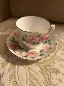 Crown Staffordshire England Bone China Trinity Rose pink Tea Cup & Saucer Set - Picture 1 of 9