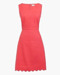 J. Crew Size 4 Cotton Dress Pink Coral Scallop Edge Basket Weave Sleeveless NWT - Picture 1 of 15