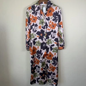 Maxi Vestido Camisa Karlie Floral Satén Bolsillo Talla Mediana Minorista $114 Otoño Iglesia - Imagen 1 de 17