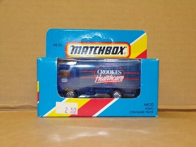 MATCHBOX SUPERFAST MB20 VOLVO CONTAINER - CROOKES HEALTHCARE - MINT IN OPEN BOX - Image 1 of 4