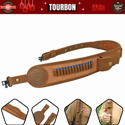 TOURBON Rifle Sling Gun Carry Strap .22LR Ammo Slot Accessory Pouch +Swivel Set - Image 1 of 4