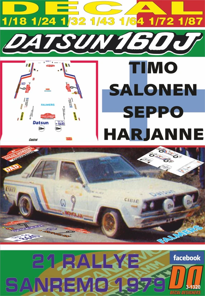 DECAL DATSUN 160J T.SALONEN R.SANREMO 1979 DnF (08) - Image 1 of 1